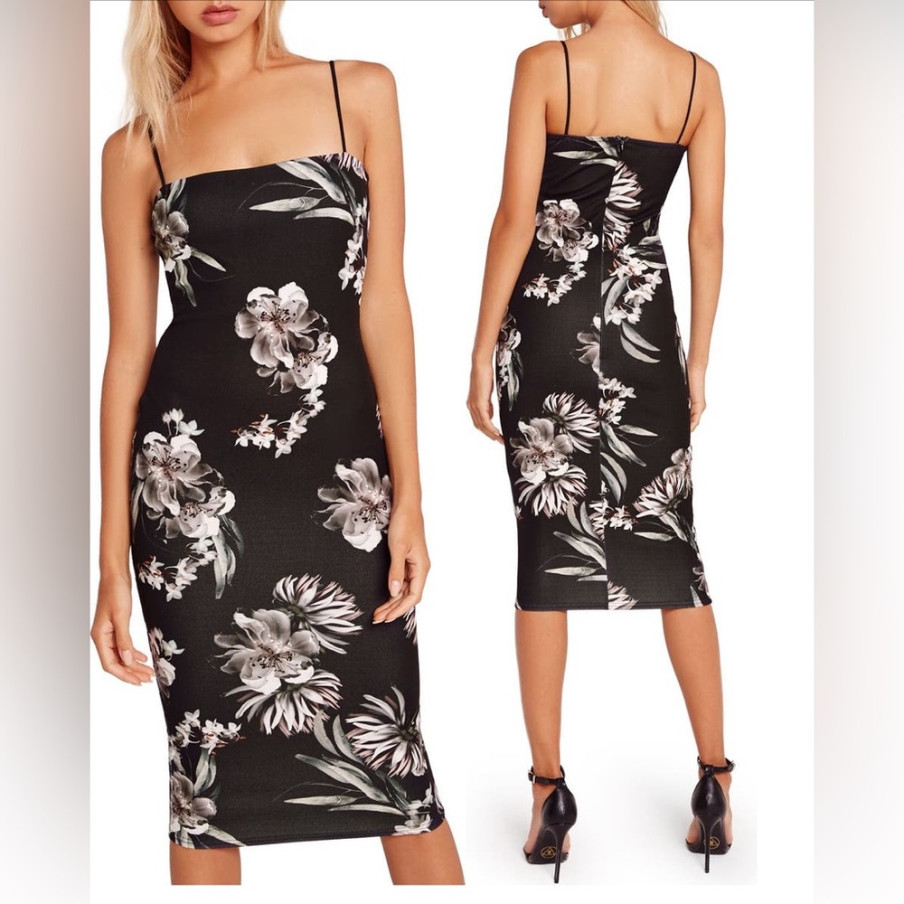 Missguided Floral Print Bodycon Dress (XS)